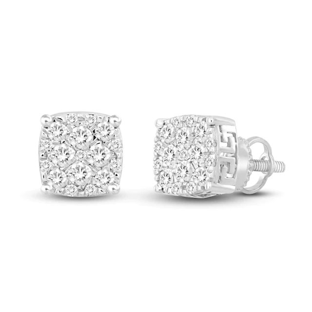 Kay Men's Diamond Stud Earrings Round-cut 10K White Gold