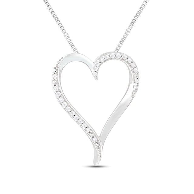 Diamond Twist Heart Necklace 1/15 ct tw Round-cut Sterling Silver 19"