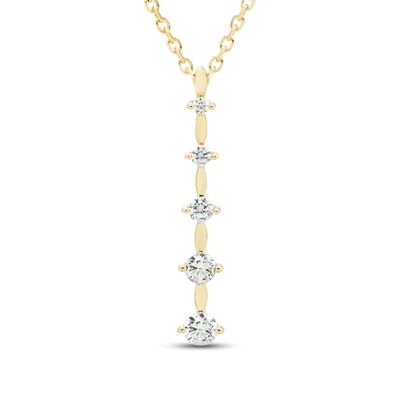 Diamond Dangle Necklace 1/5 ct tw Round-cut 10K Yellow Gold 18"