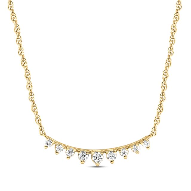 Diamond Bar Necklace 1/5 ct tw Round-cut 10K Yellow Gold 18"