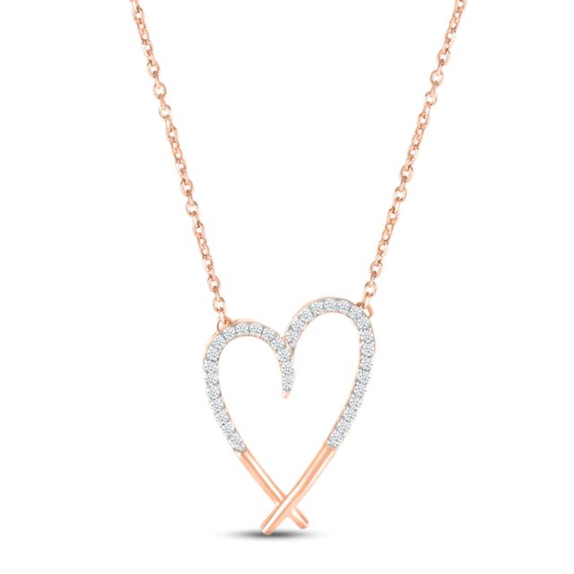 Kay Diamond Heart Necklace 1/8 ct tw Round-cut 10K Rose Gold 18"