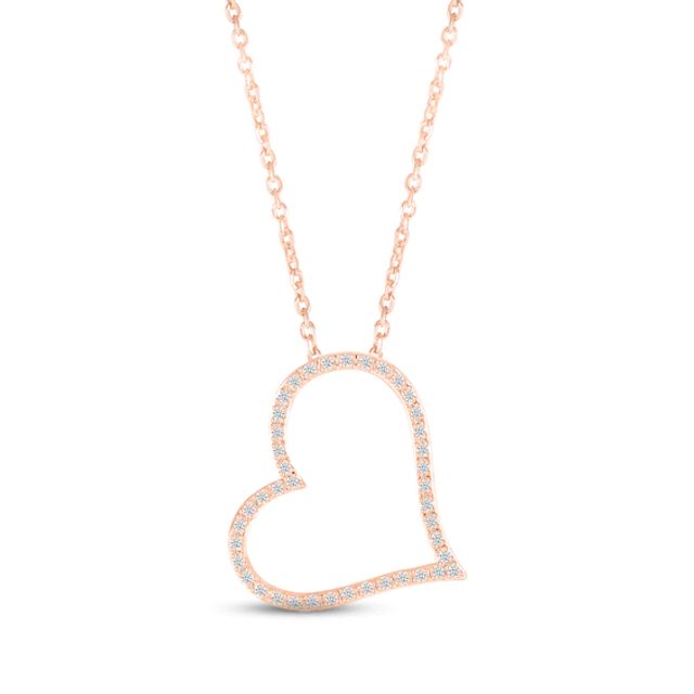 Diamond Heart Necklace 1/8 ct tw Round-cut 10K Rose Gold 18"