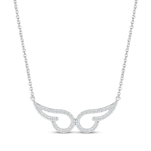 Kay Diamond Angel Wings Necklace 1/5 ct tw Round-cut Sterling Silver 18"