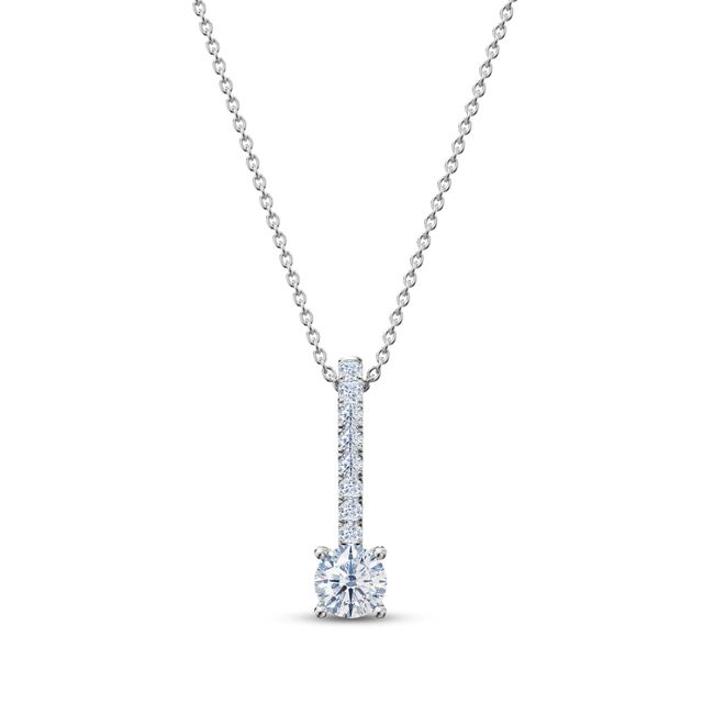Diamond Drop Necklace 1/5 ct tw 14K White Gold 18"