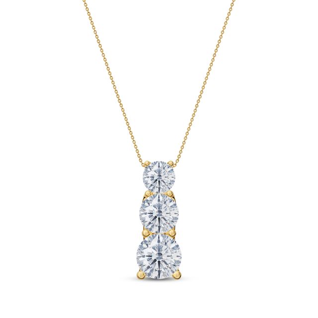 Diamond Graduated Three-Stone Drop Necklace 1 ct tw 14K Yellow Gold 18"