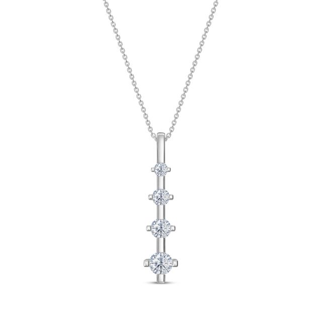 Diamond Graduated Four-Stone Vertical Bar Necklace 1/3 ct tw 14K White Gold 18"