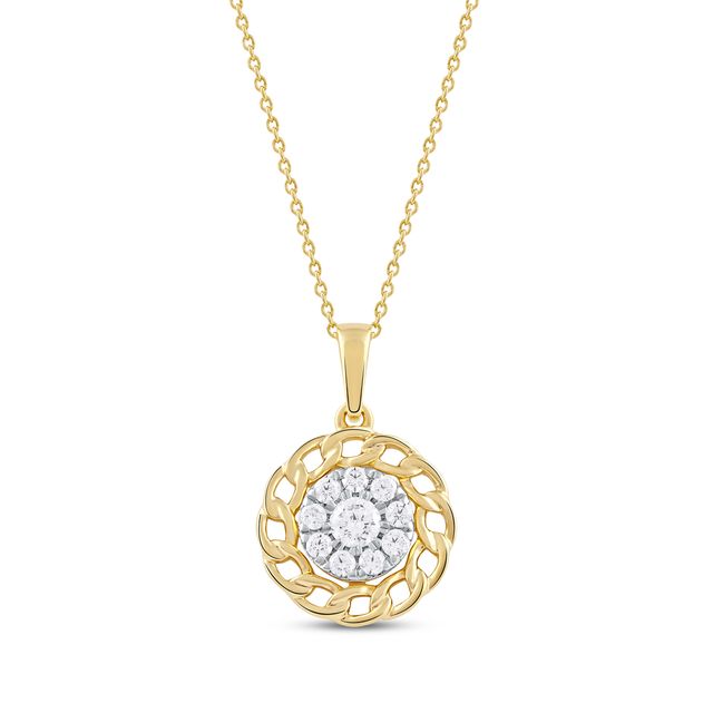 Round-Cut Diamond Chain Edge Necklace 1/3 ct tw 10K Yellow Gold 18”