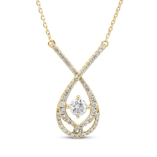 Kay Locket Necklace 1/5 ct tw Diamonds 10K Yellow Gold & Stainless Steel  24