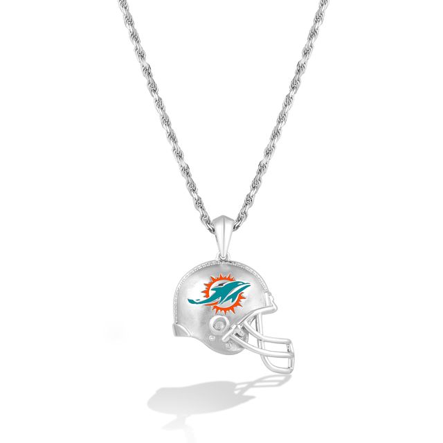 Kay True Fans Miami Dolphins 1/20 CT. T.W. Diamond Helmet Necklace in Sterling Silver