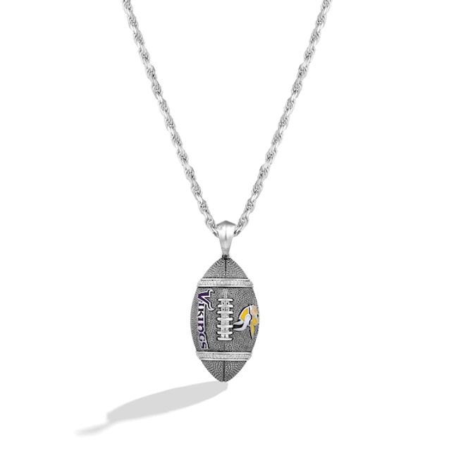 True Fans Minnesota Vikings 1/20 CT. T.W. Diamond Vertical Football Necklace in Sterling Silver