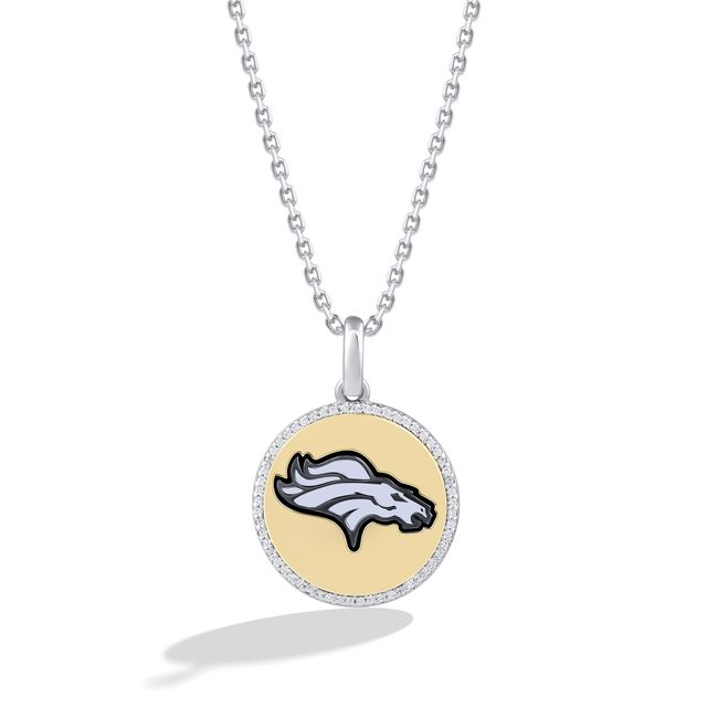 True Fans Buffalo Bills 1/10 CT. T.W. Diamond Enamel Disc Necklace in  Sterling Silver and 10K Yellow Gold