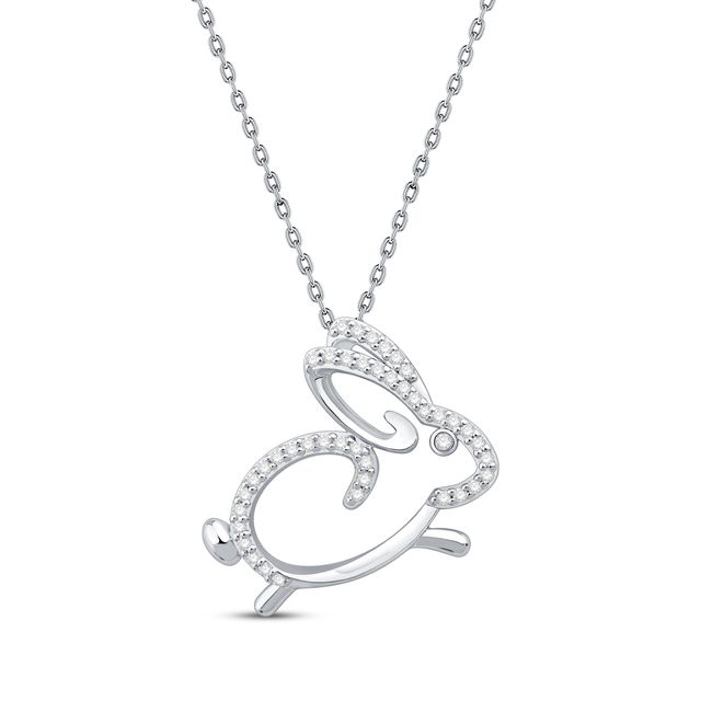 Round-Cut Diamond Year of the Rabbit Necklace 1/5 ct tw Sterling Silver 18”