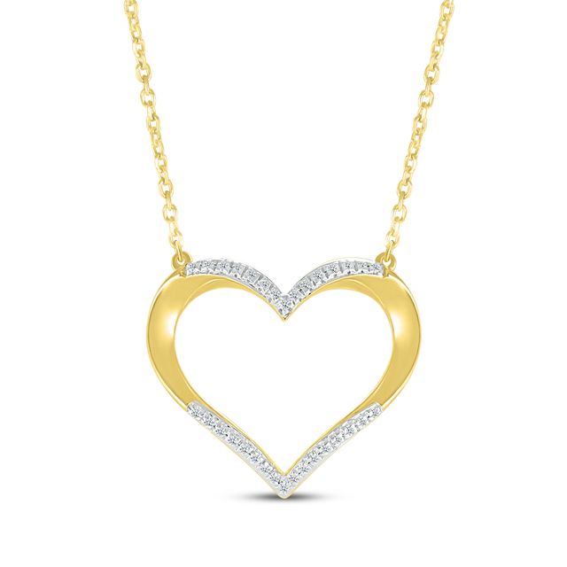 Round-Cut Diamond Heart Necklace 1/15 ct tw 10K Yellow Gold 18"