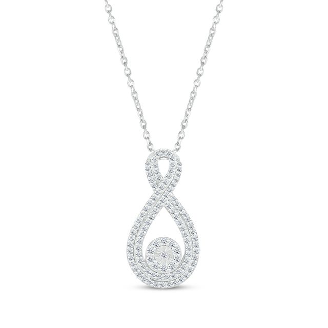 Round-Cut Multi-Diamond Center Infinity Necklace 1/2 ct tw Sterling Silver 18"
