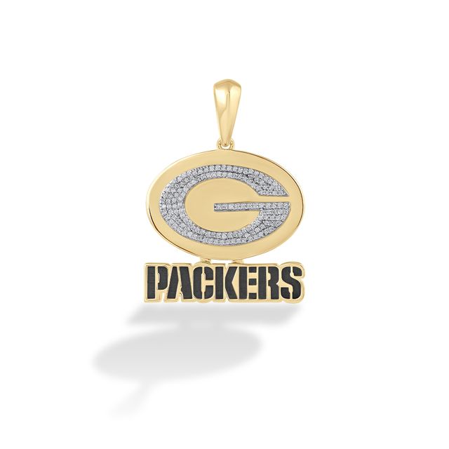 True Fans Green Bay Packers 1/4 CT. T.W. Diamond Logo Charm in 10K Gold