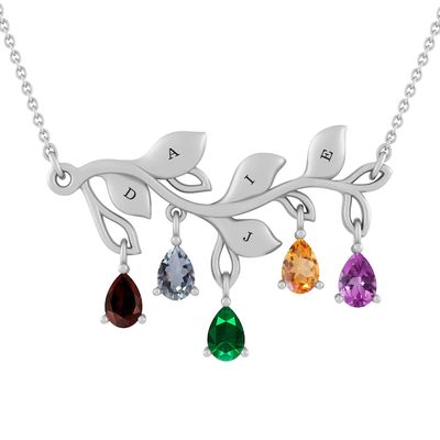 Birthstone Family & Mother's Necklace (2-5 Stones and Lines)