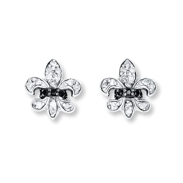 Kay Fleur-de-Lis Earrings 1/6 ct tw Diamonds Sterling Silver