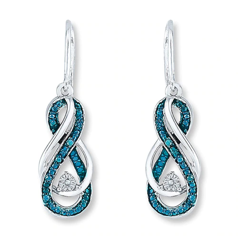 Diamond Infinity Earrings 1/15 ct tw Blue/White Sterling Silver