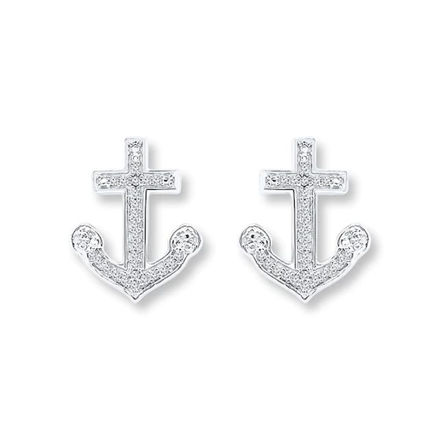 Kay Anchor Earrings 1/8 ct tw Diamonds Sterling Silver