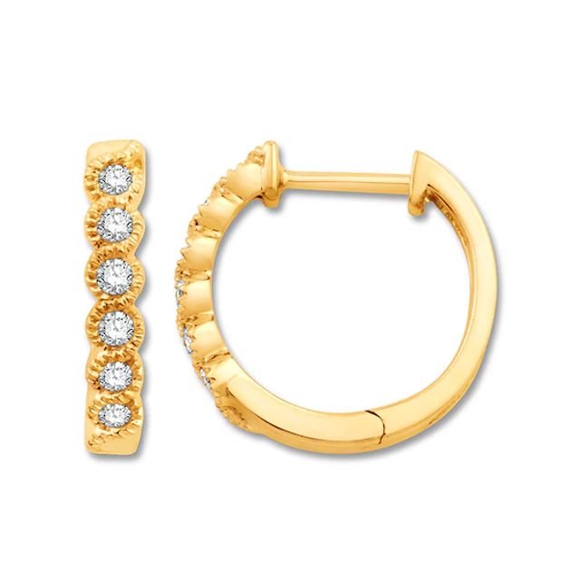 Diamond Hoop Earrings 1/8 ct tw Round-Cut 10K Gold