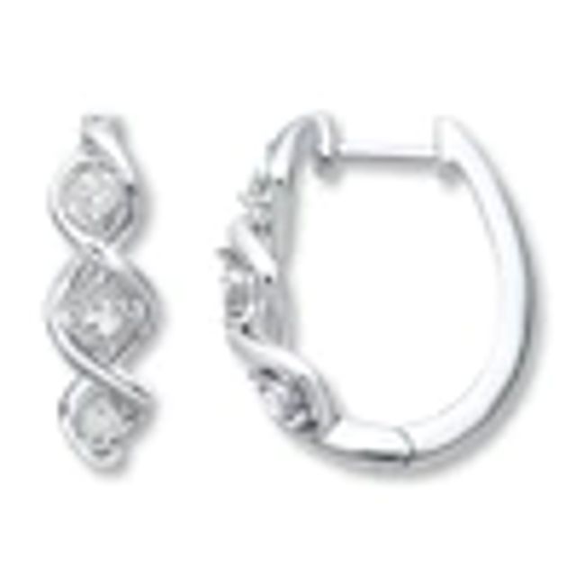 Kay Diamond Hoop Earrings 1/10 ct tw Round-cut Sterling Silver