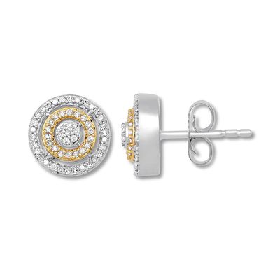 Kay Diamond Circle Earrings 1/4 ct. tw Sterling Silver/10K Gold