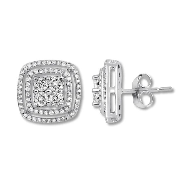 Diamond Earrings 1 ct tw Round-cut 10K White Gold