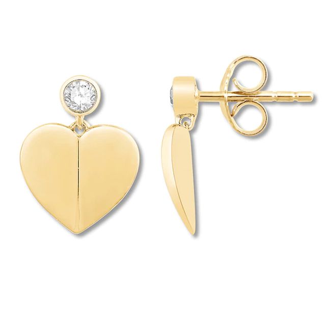 Signature Heart Diamond Earrings 1/10 ct tw 10K Yellow Gold