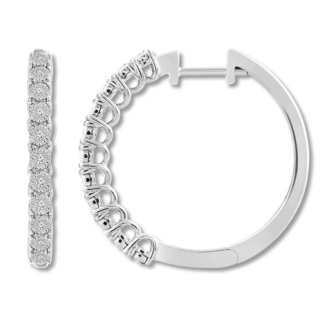 Diamond Hoop Earrings 1/10 ct tw Round-cut Sterling Silver