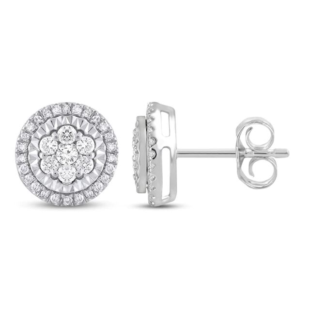 Diamond Stud Earrings 1/2 ct tw Sterling Silver