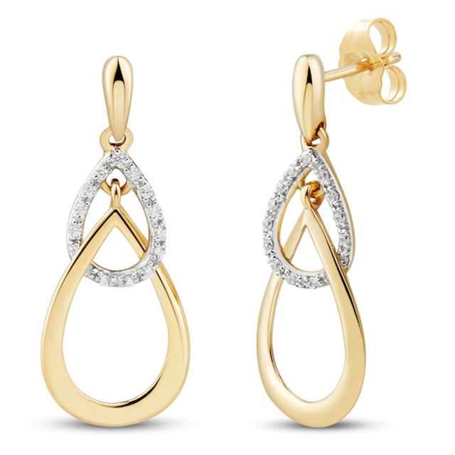 Diamond Teardrop Earrings 1/10 ct tw 10K Yellow Gold