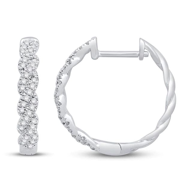 Kay Circle of Gratitude Diamond Hoop Earrings 1/ ct tw Round-cut 10K Gold