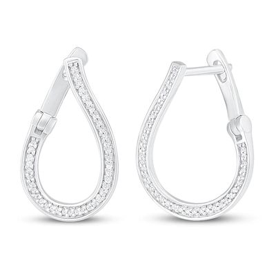 Kay Diamond In-and-Out Hoop Earrings 1/4 ct tw Round-cut Sterling Silver