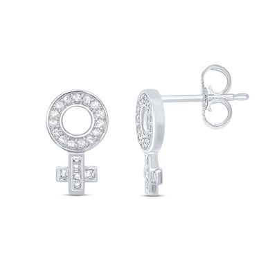Kay Diamond Female Symbol Earrings 1/4 ct tw Sterling Silver