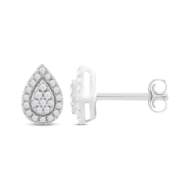 Kay Pear-Shaped Diamond Stud Earrings 1/10 ct tw Round-Cut 10K White Gold