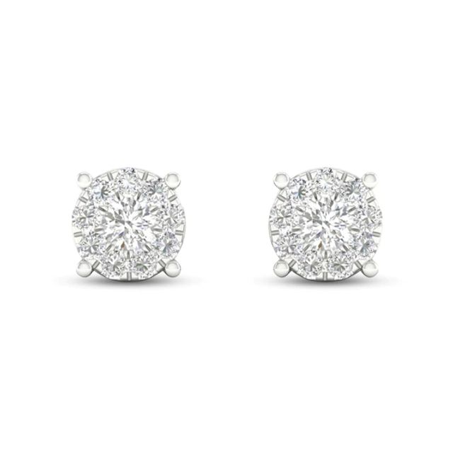 Kay Diamond Halo Stud Earrings 1/ ct tw Round-Cut 10K White Gold