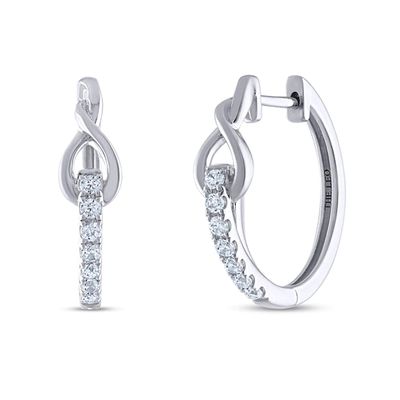 Kay THE LEO Diamond Hoop Earrings 1/5 ct tw Round-cut 14K White Gold