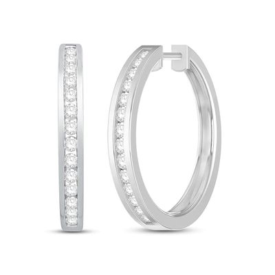 Diamond Hoop Earrings 1/2 ct tw Round-Cut 10K White Gold