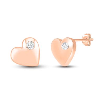 Diamond Heart Earrings 1/ ct tw Round-cut 10K Rose Gold