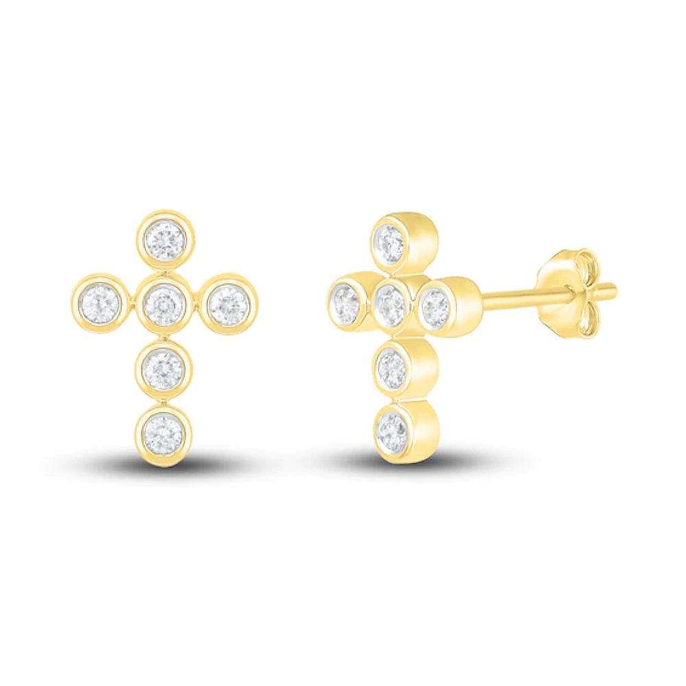 Kay Diamond Bezel Cross Earrings 1/10 ct tw 10K Yellow Gold