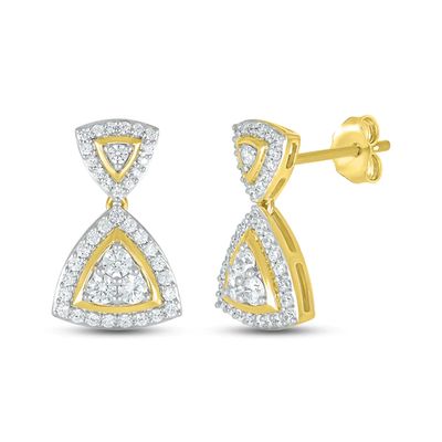 Kay Diamond Drop Earrings 1/2 ct tw Round-cut 10K Yellow Gold