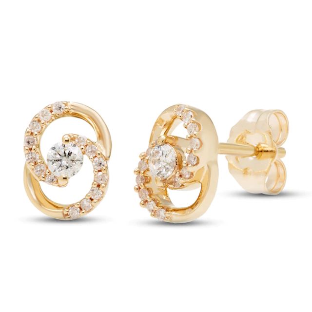 Kay Encircled by Love Diamond Stud Earrings 1/5 ct tw Round-cut 10K Yellow Gold