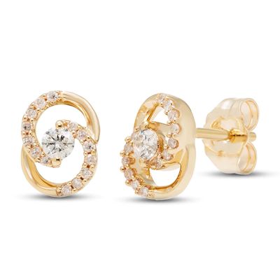 Kay Encircled by Love Diamond Stud Earrings 1/5 ct tw Round-cut 10K Yellow Gold