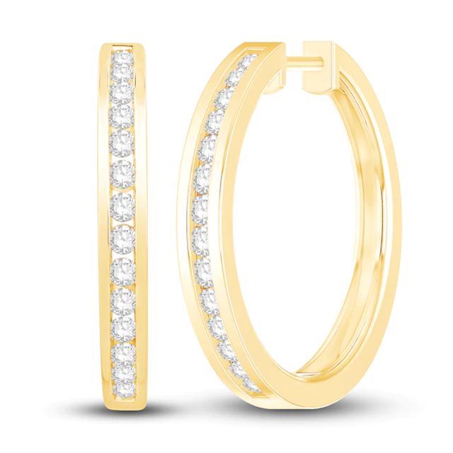 Diamond Hoop Earrings 1/ ct tw Round-cut 10K Yellow Gold
