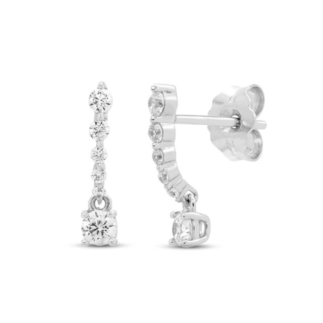Diamond Petite Dangle Earrings 1/3 ct tw Round-cut 10K White Gold