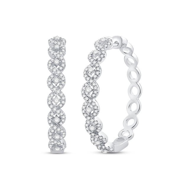 Diamond Twist Hoop Earrings 1 ct tw Sterling Silver