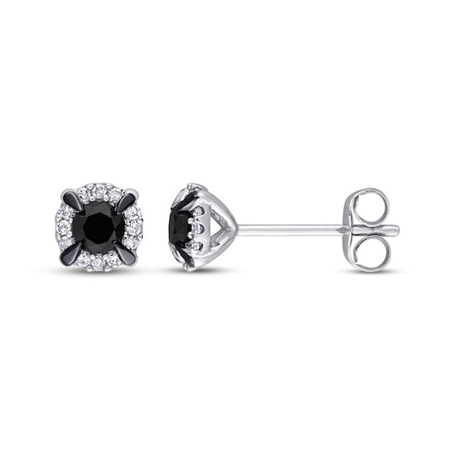 Black & White Diamond Stud Earrings 1/2 ct tw 10K White Gold