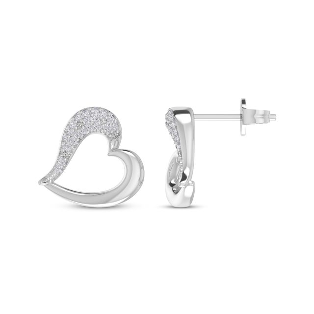 Diamond Accent Abstract Heart Stud Earrings Sterling Silver