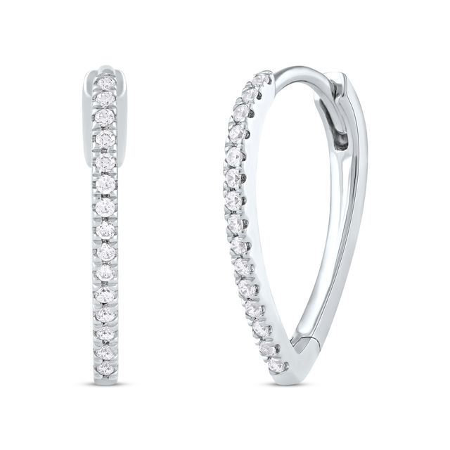 Round-Cut Diamond Pointed Hoop Earrings 1/5 ct tw Sterling Silver