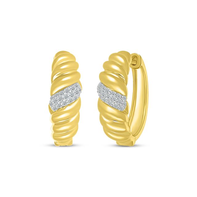 Round-Cut Diamond Twist Hoop Earrings 1/4 ct tw 10K Yellow Gold
